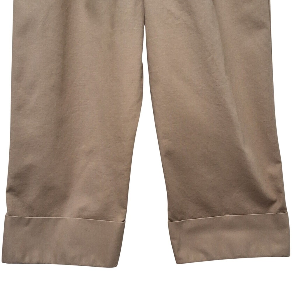 Lauren Ralph Lauren Khaki Pleated Wide Leg Cuffed Trousers Pants Tan Womens 16 - Picture 4 of 13
